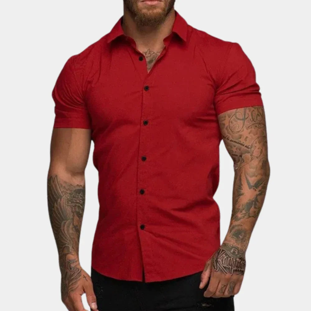 Chemise homme – Coupe slim – Manches courtes – Col structuré