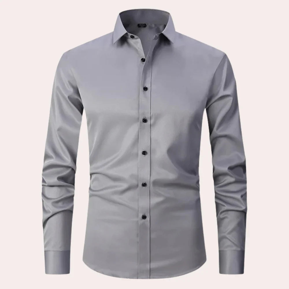 Chemise homme – Coupe slim – Tissu extensible – Col classique – Manches longues