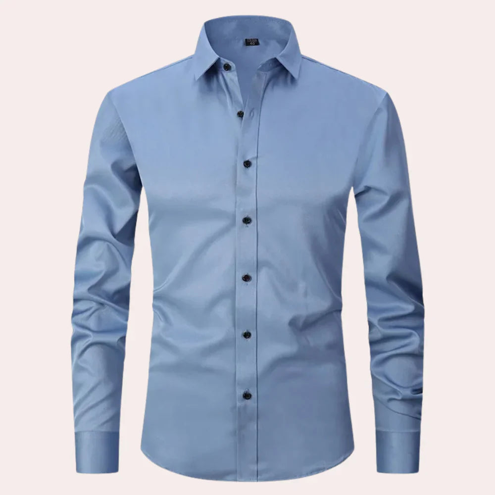 Chemise homme – Coupe slim – Tissu extensible – Col classique – Manches longues