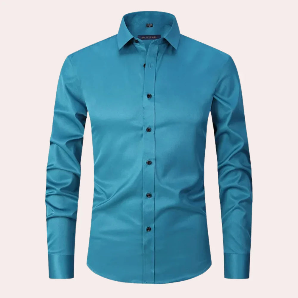 Chemise homme – Coupe slim – Tissu extensible – Col classique – Manches longues