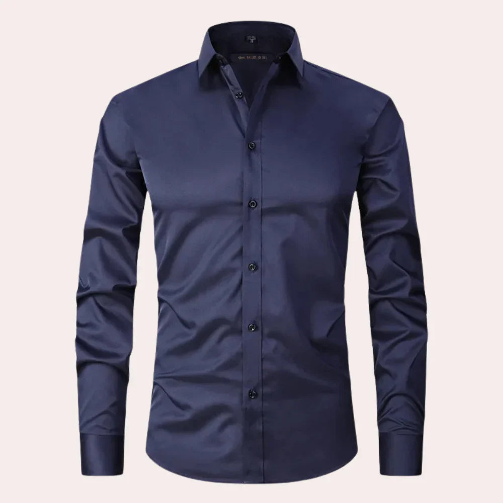 Chemise homme – Coupe slim – Tissu extensible – Col classique – Manches longues