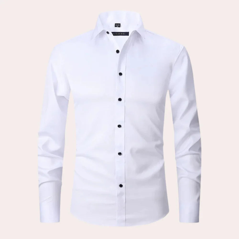 Chemise homme – Coupe slim – Tissu extensible – Col classique – Manches longues