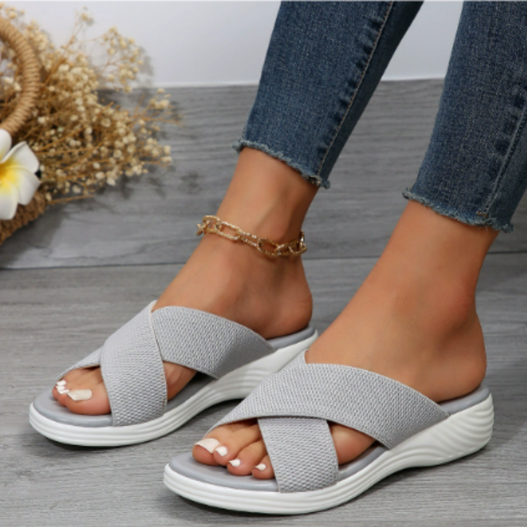 Sandales femme – Bout ouvert – Semelle confort – Brides élastiques – Style décontracté
