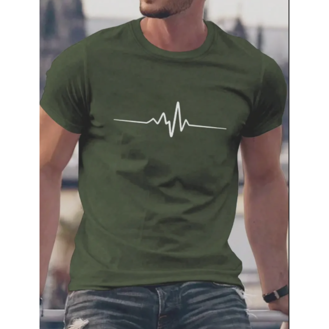 Men's T-shirt – Slim fit – Soft knit – Short sleeves – Cardiogram graphic