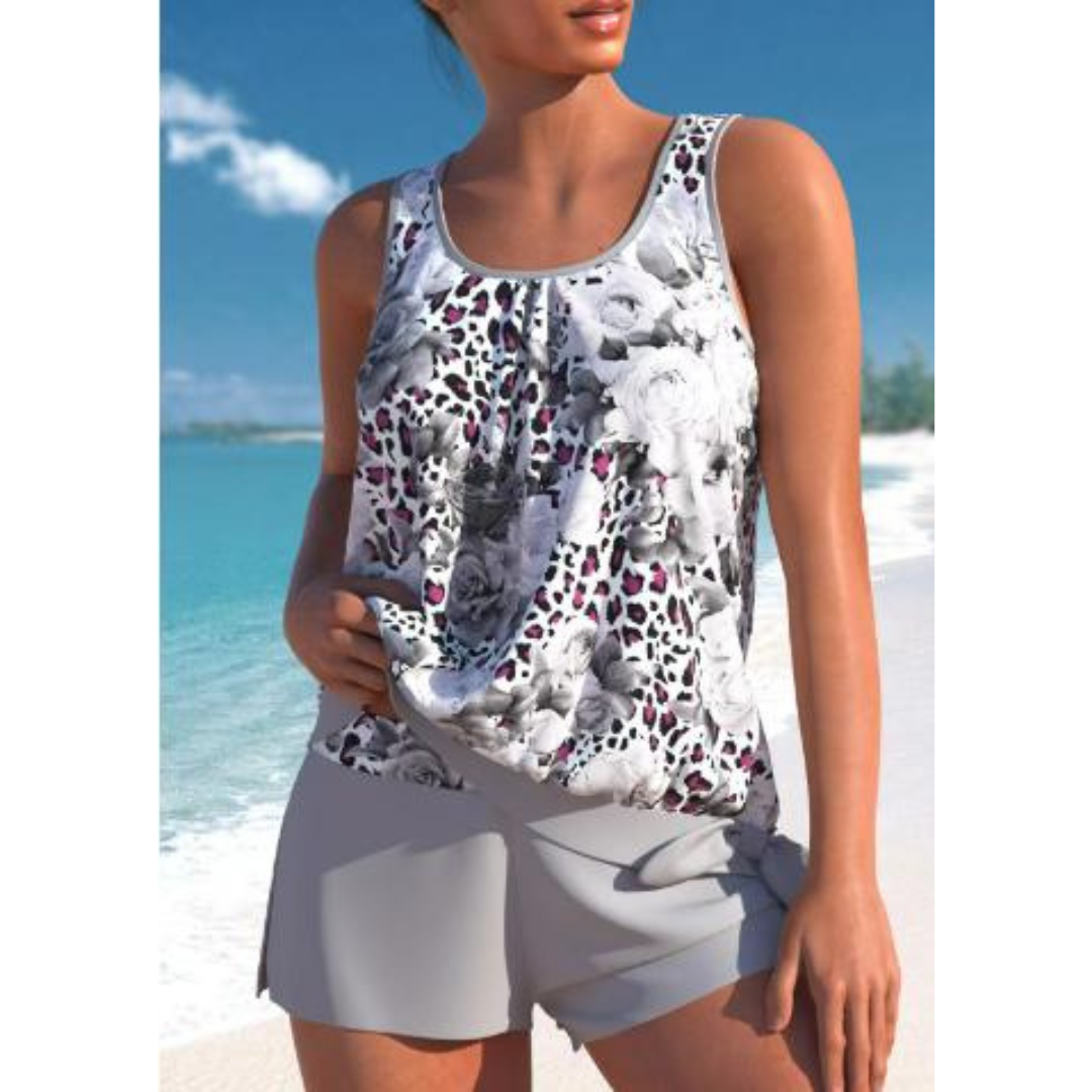 Tankini Set femme – Coupe décontractée – Tissu respirant – Haut fluide et short mi-cuisse