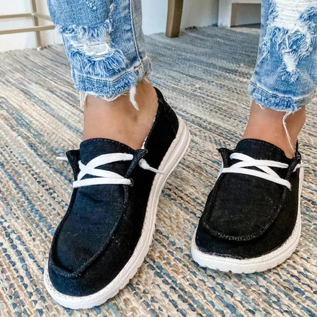 Chaussures femme à lacets – Tissu respirant – Semelle épaisse antidérapante – Style décontracté