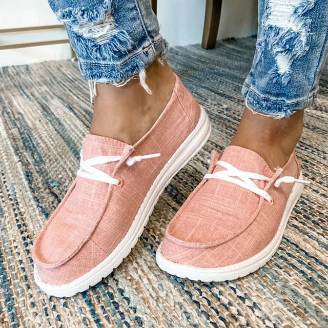 Chaussures femme à lacets – Tissu respirant – Semelle épaisse antidérapante – Style décontracté
