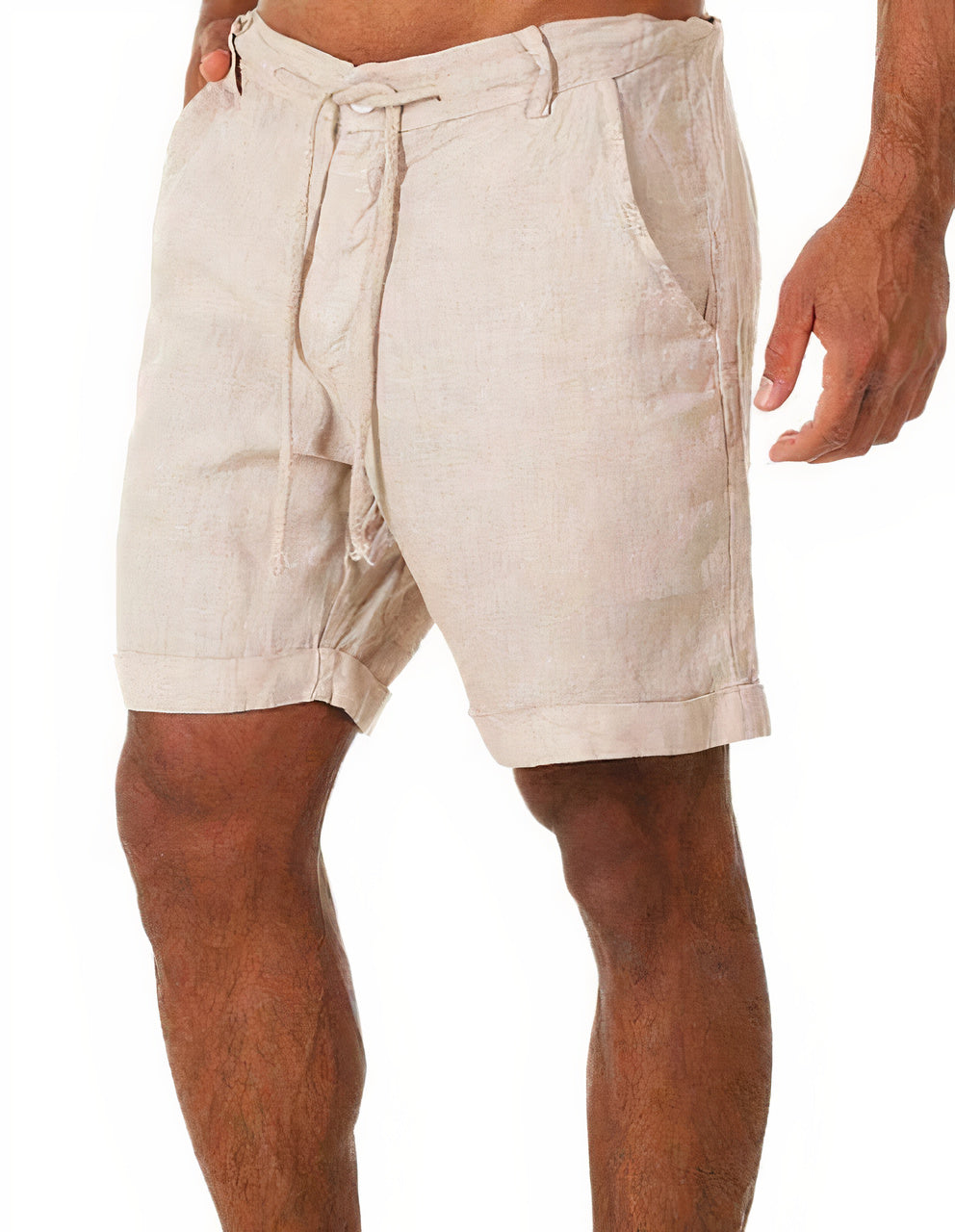 Short décontracté homme – Coupe ample – Coton – Taille cordon – Ourlet retroussé – Poches latérales