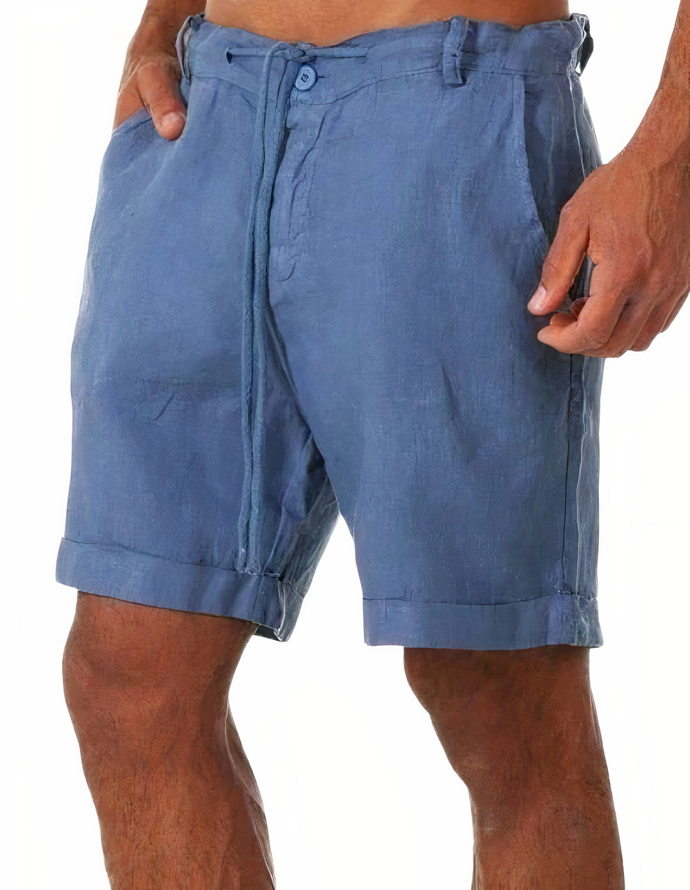 Short décontracté homme – Coupe ample – Coton – Taille cordon – Ourlet retroussé – Poches latérales
