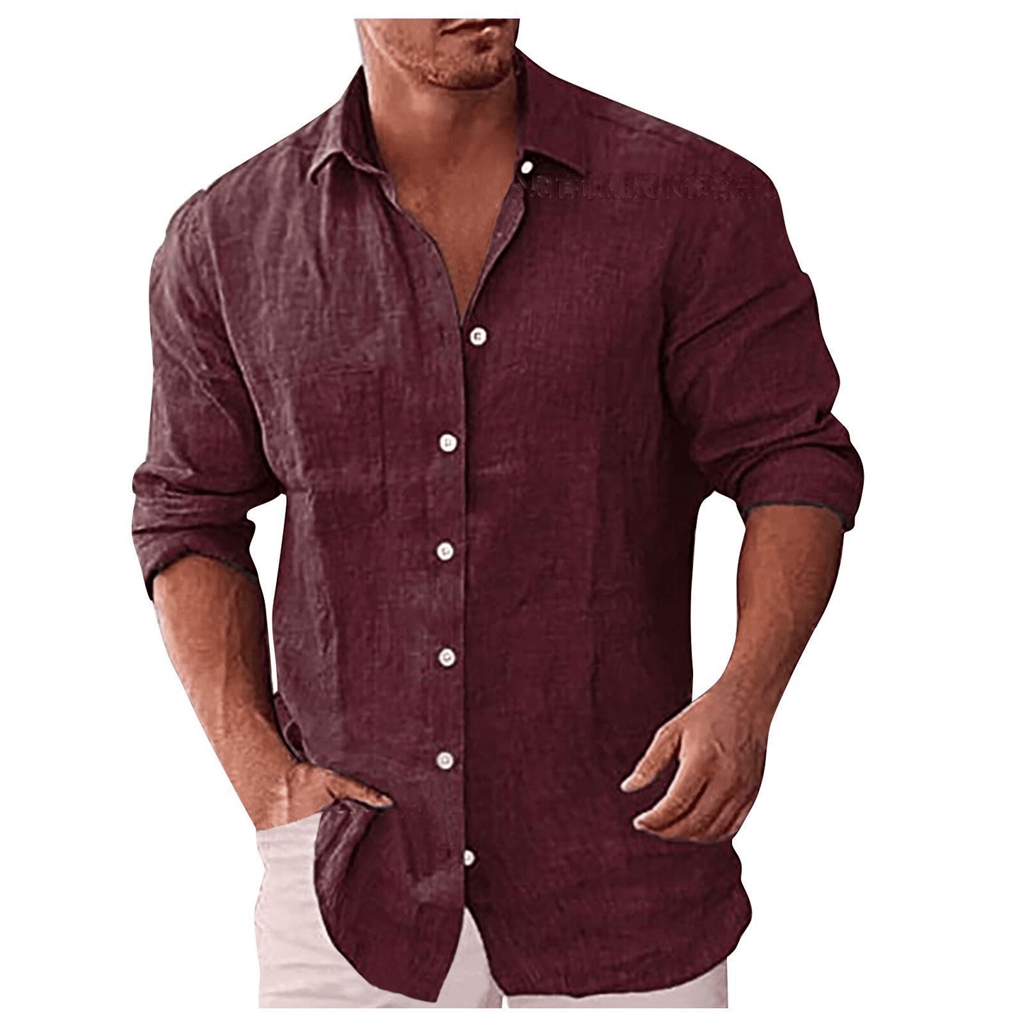 Men's shirt – Natural fibers – Relaxed fit – Long sleeves – Open collar
