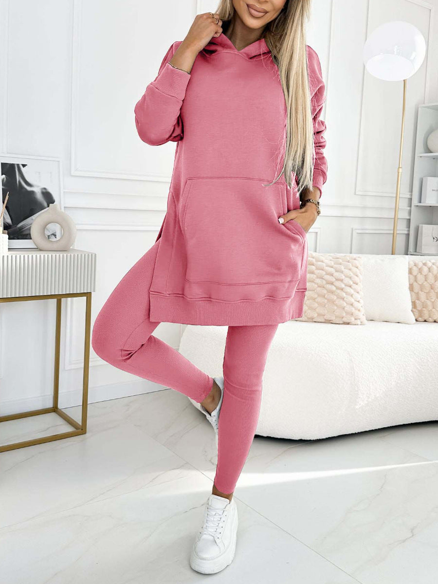 Sweat à capuche femme, coupe décontractée, en tricot doux, côtelé, grande