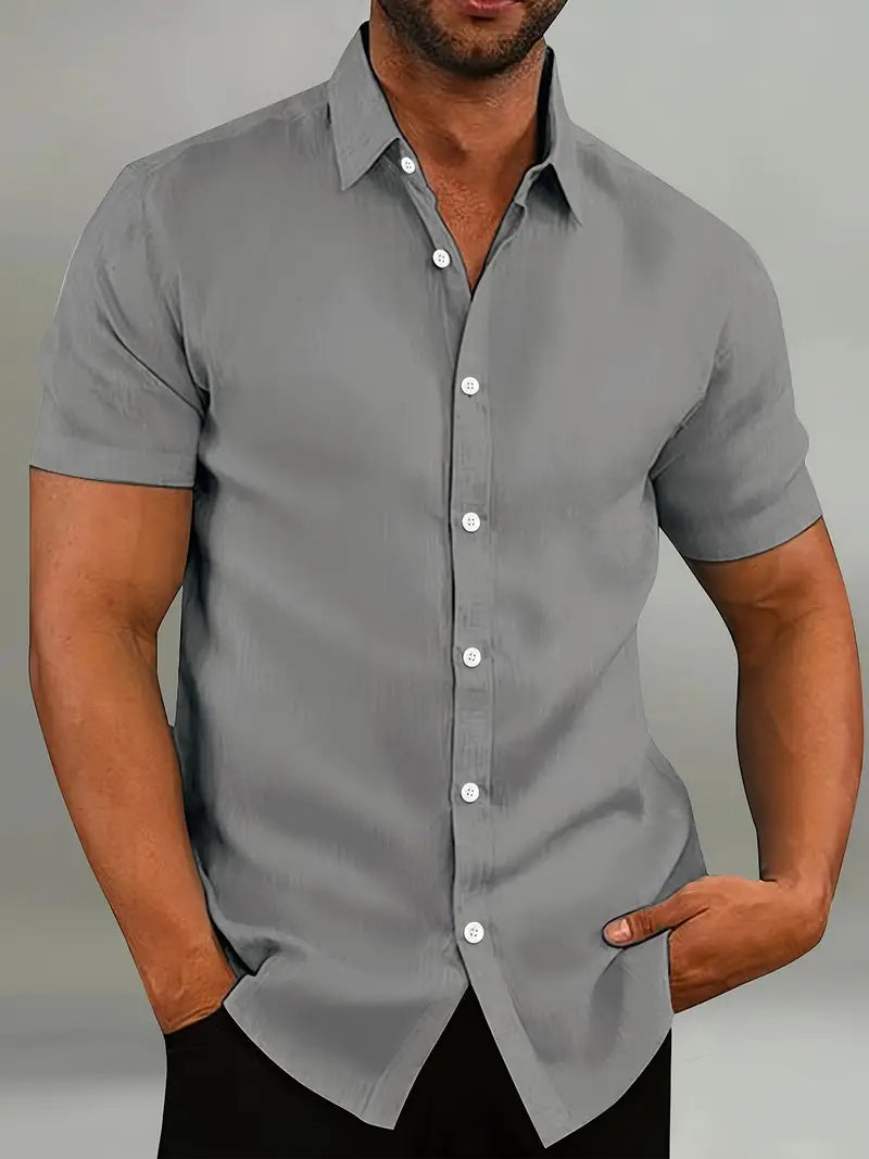 Chemise homme à manches courtes – Coupe ajustée – Col classique