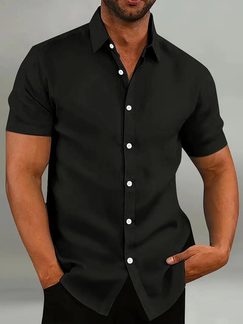 Chemise homme à manches courtes – Coupe ajustée – Col classique