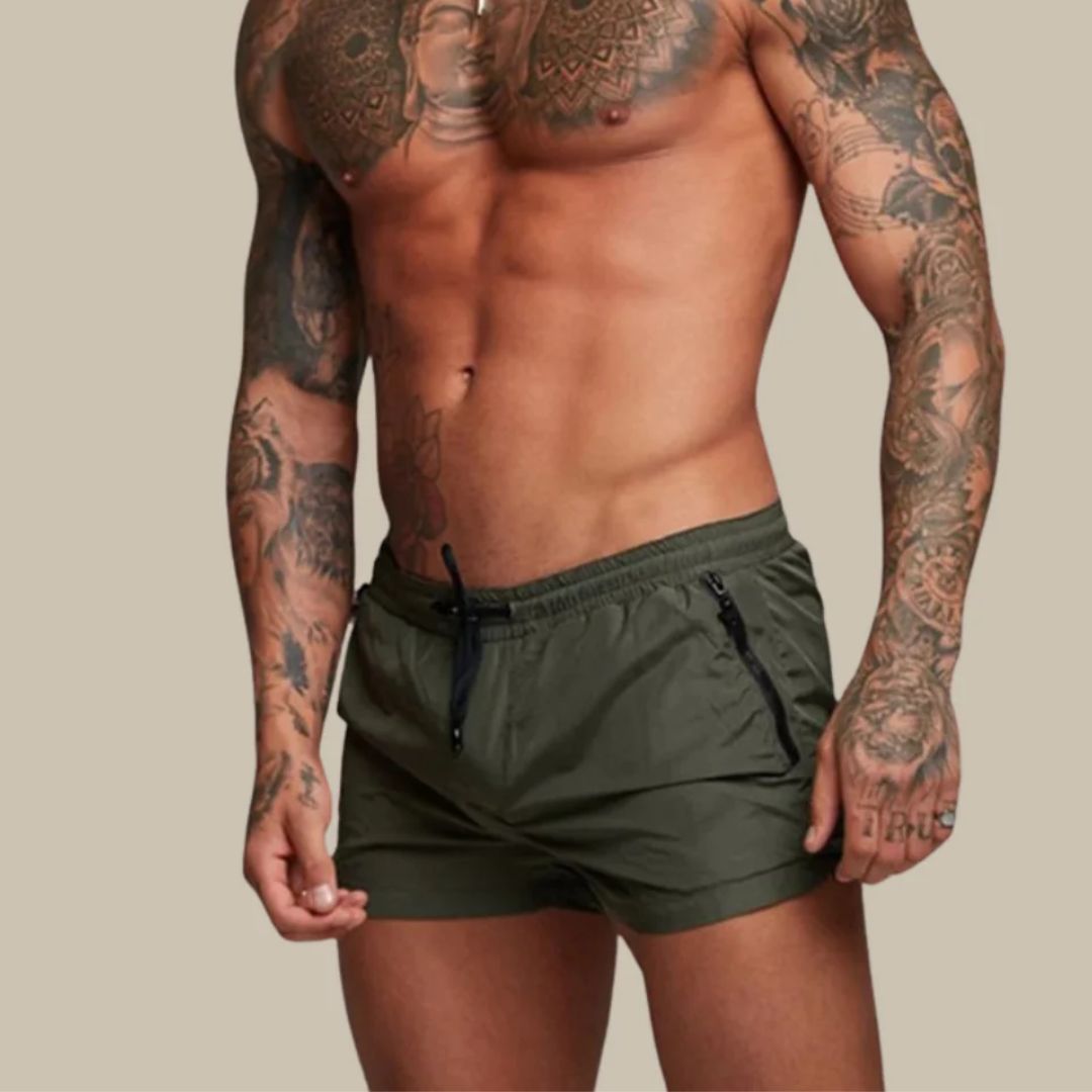 Maillot de bain homme – Coupe slim – Séchage rapide – Taille élastique – Poches zippées