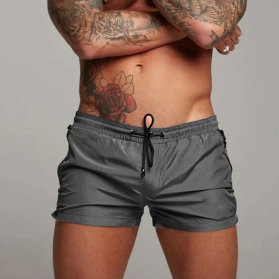 Maillot de bain homme – Coupe slim – Séchage rapide – Taille élastique – Poches zippées