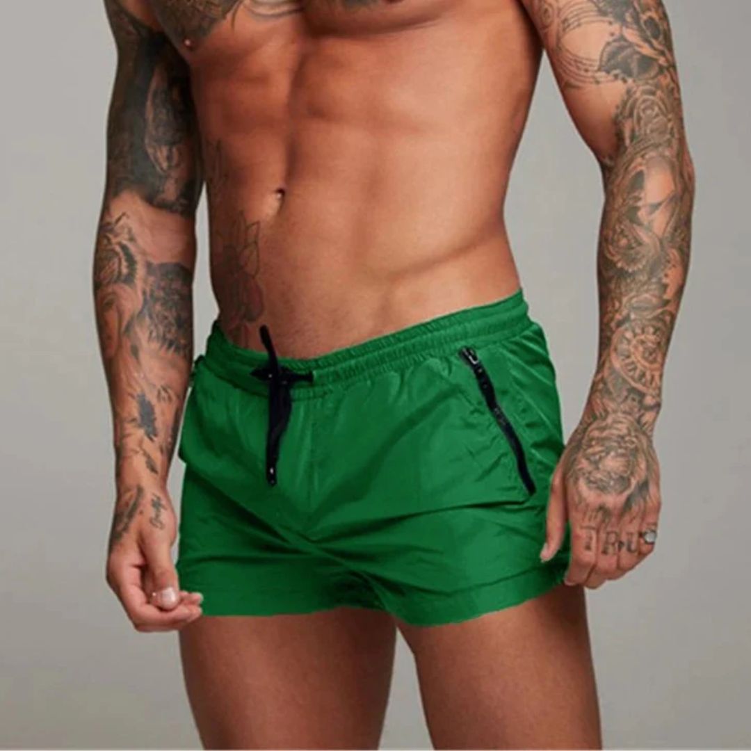 Maillot de bain homme – Coupe slim – Séchage rapide – Taille élastique – Poches zippées