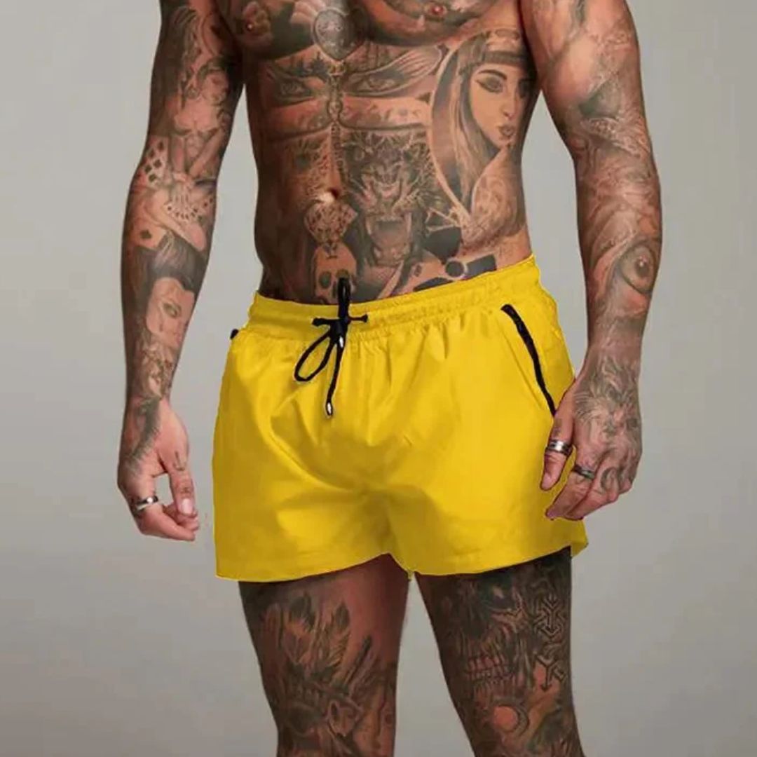 Maillot de bain homme – Coupe slim – Séchage rapide – Taille élastique – Poches zippées