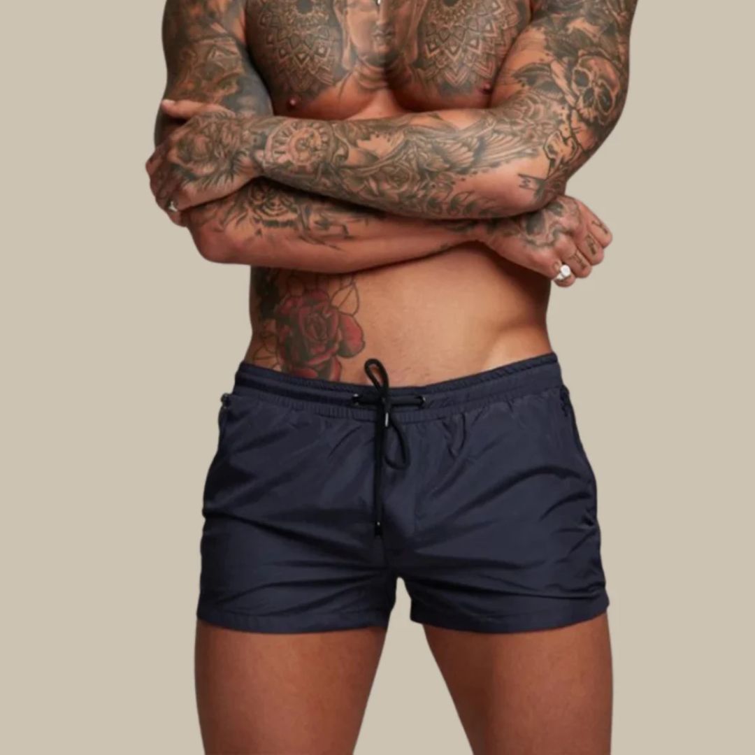 Maillot de bain homme – Coupe slim – Séchage rapide – Taille élastique – Poches zippées