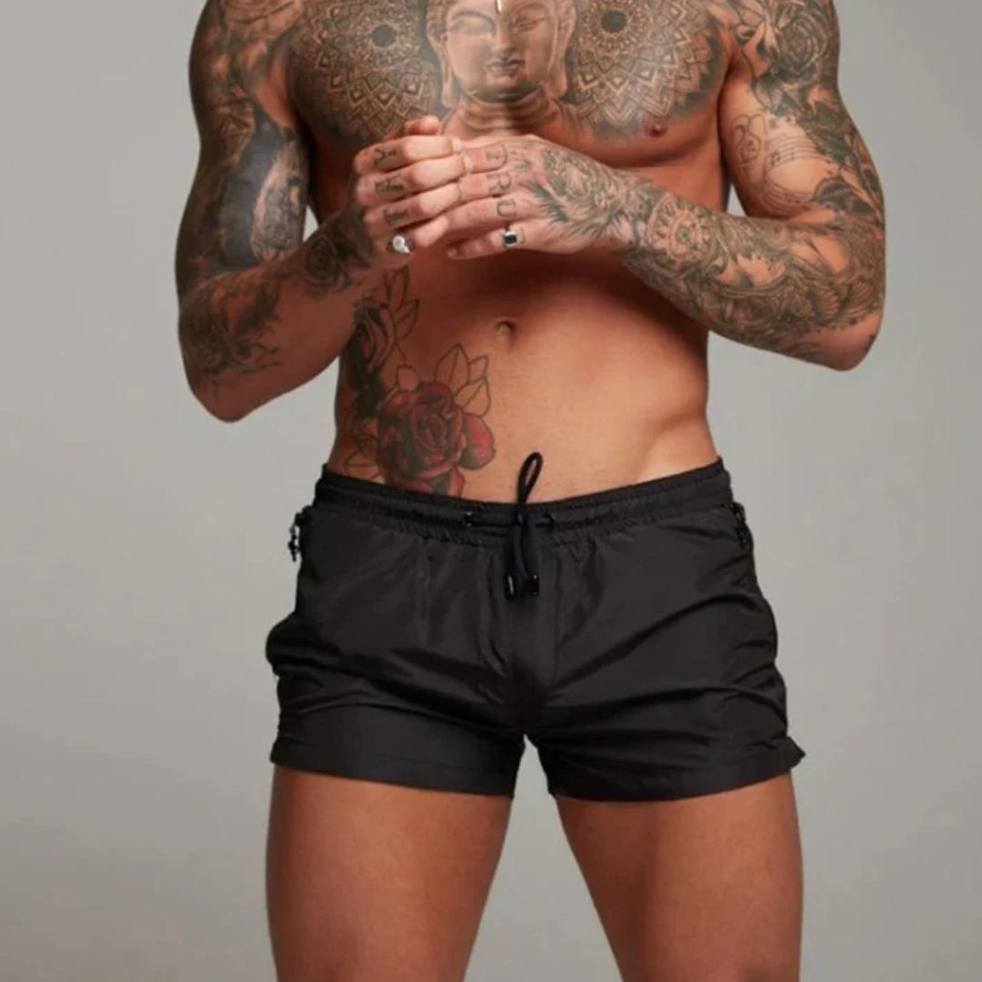 Maillot de bain homme – Coupe slim – Séchage rapide – Taille élastique – Poches zippées