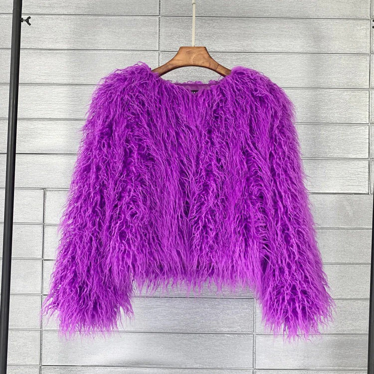 Veste femme courte – Coupe oversize – Effet fourrure – Texture duveteuse