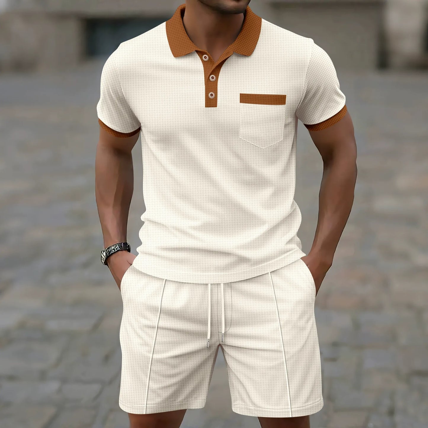 Ensemble Polo et Short Homme – Coupe Slim – Demi-bouton – Poche Poitrine