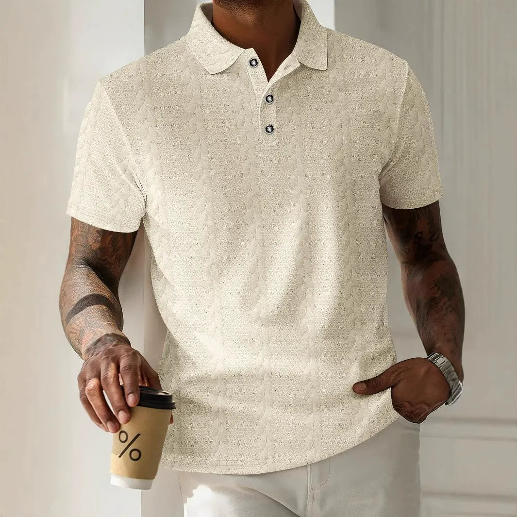 Polo homme – Coupe régulière – Jacquard texturé – Manches courtes – Col classique