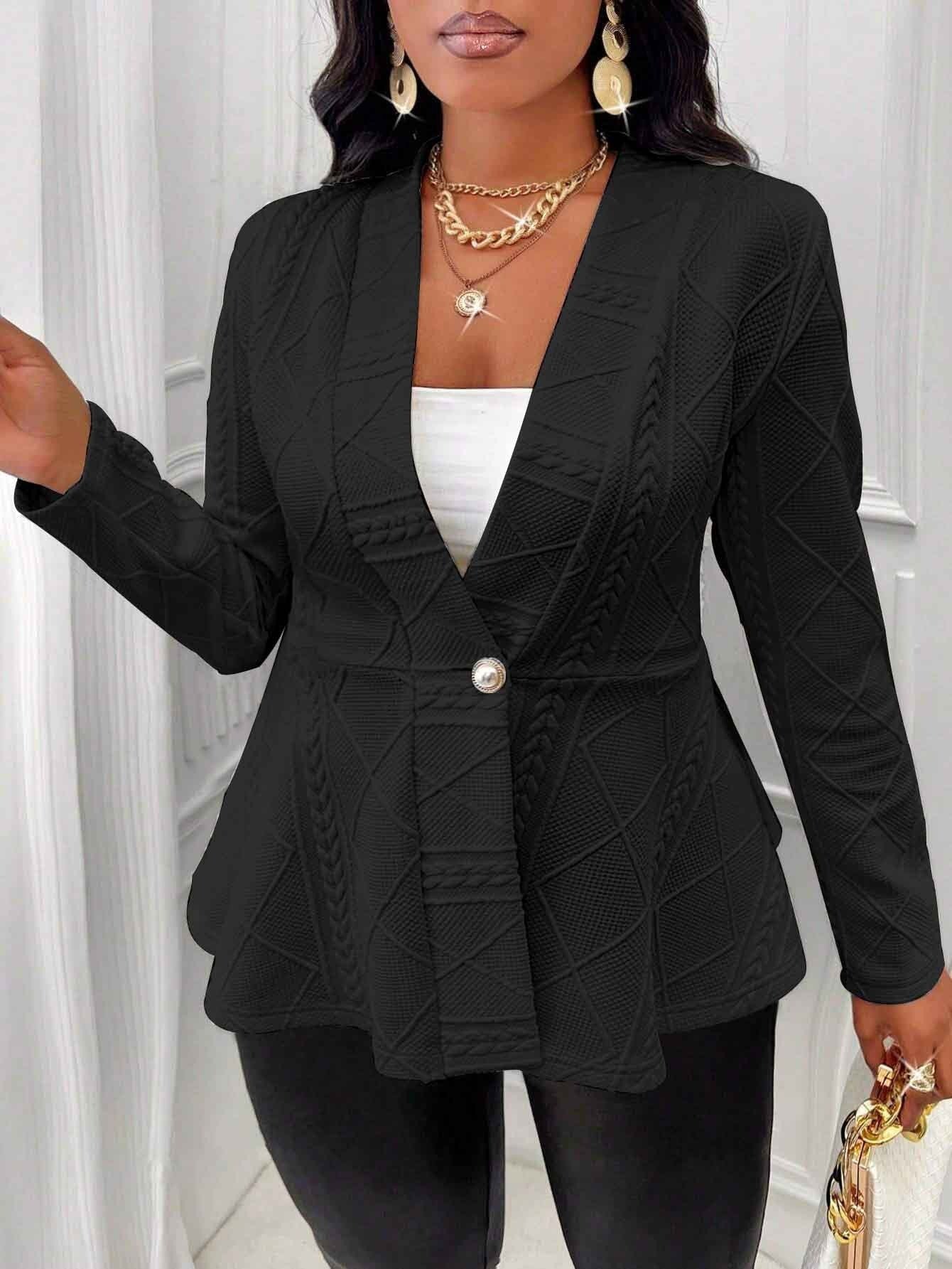 Veste blazer femme – Coupe cintrée – Tissage texturé – Fermeture un bouton – Tenue formelle