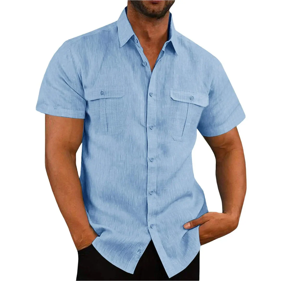 Chemise homme – Coupe régulière – Manches courtes – Poches poitrine – Coton