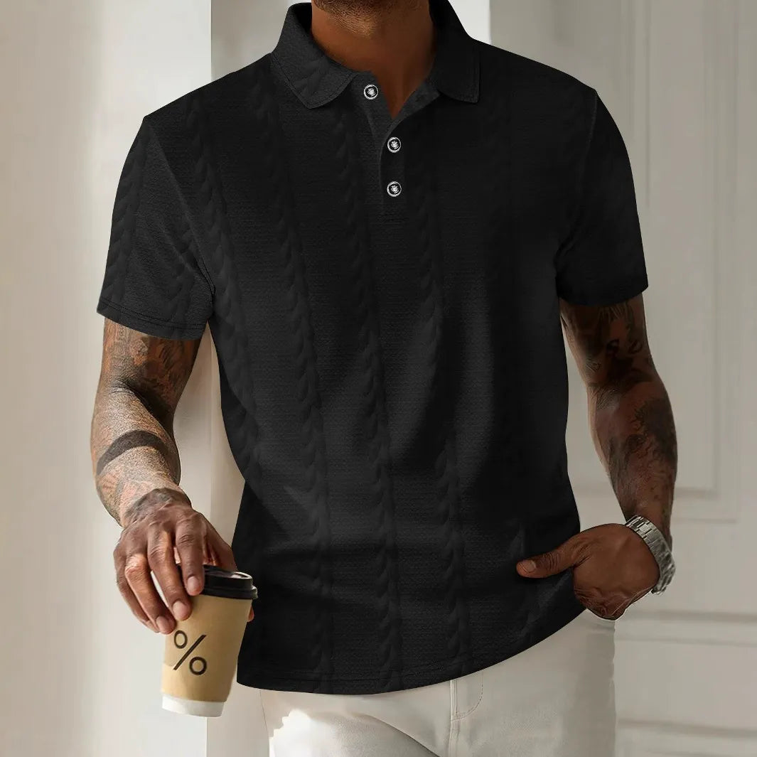 Polo homme – Coupe régulière – Jacquard texturé – Manches courtes – Col classique