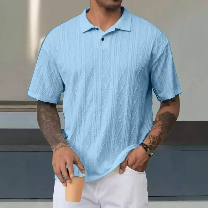 Polo homme – Coupe décontractée – Coton – Maille texturée – Manches courtes