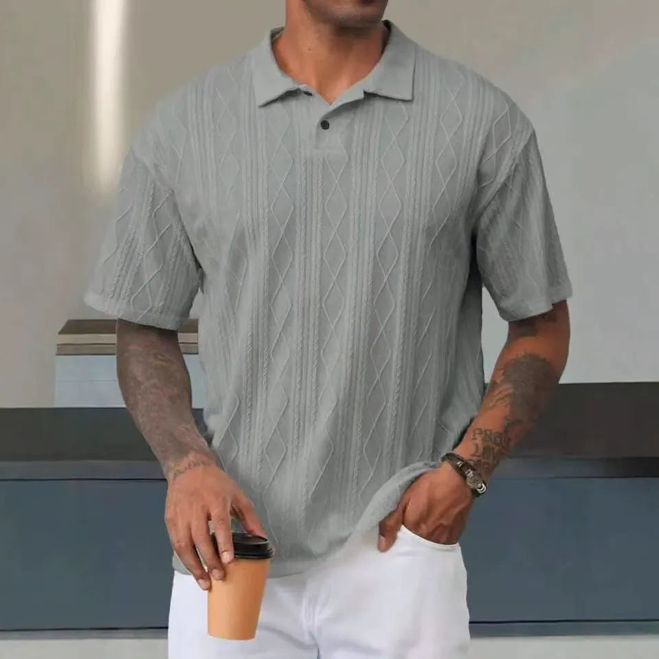 Polo homme – Coupe décontractée – Coton – Maille texturée – Manches courtes