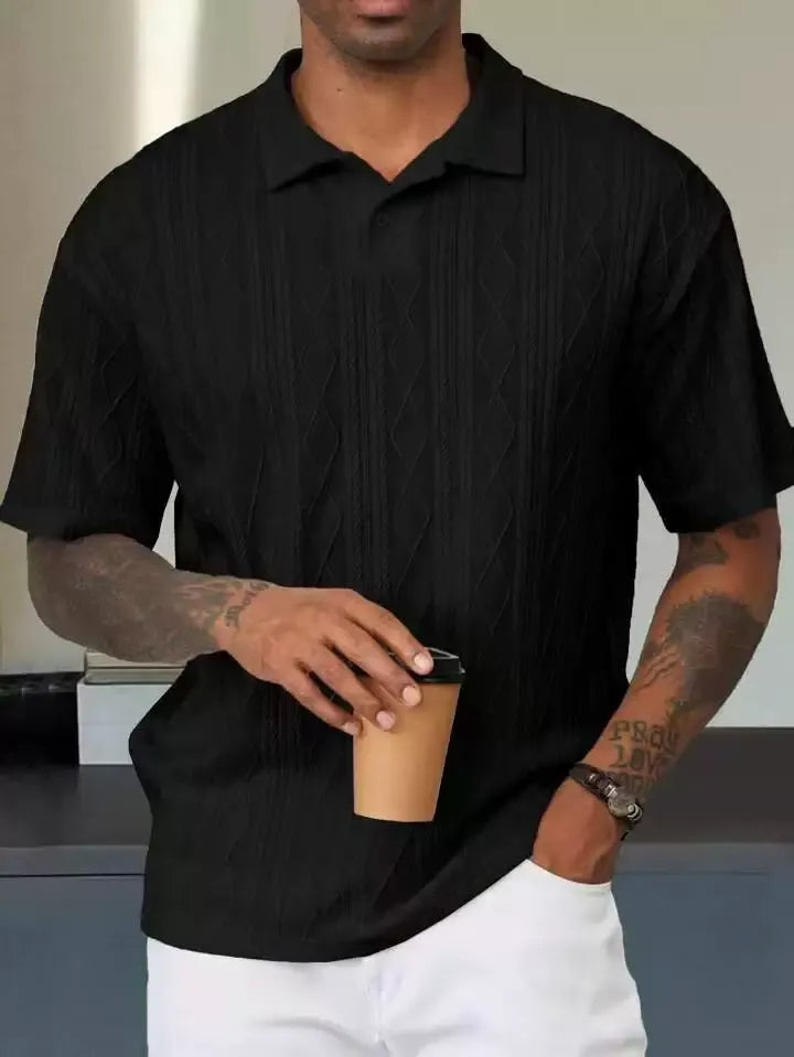 Polo homme – Coupe décontractée – Coton – Maille texturée – Manches courtes