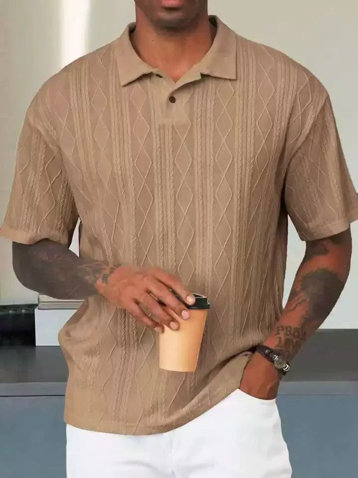 Polo homme – Coupe décontractée – Coton – Maille texturée – Manches courtes