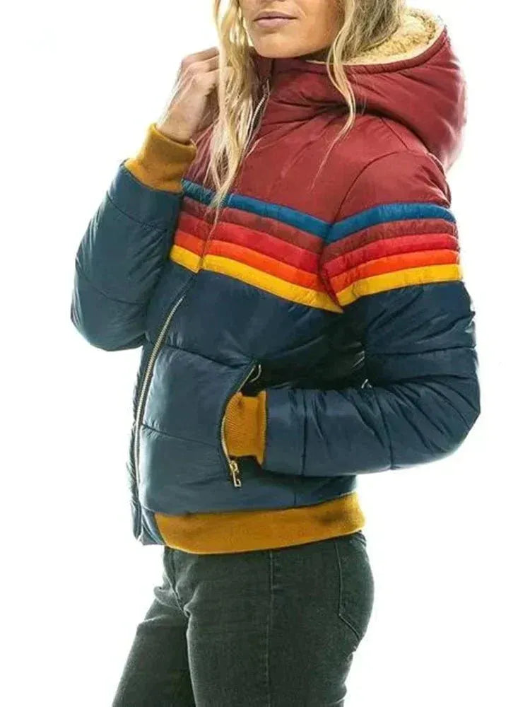 Veste Puffer Femme – Coupe Slim – Matelassée – Col Montant – Ourlet Côtelé