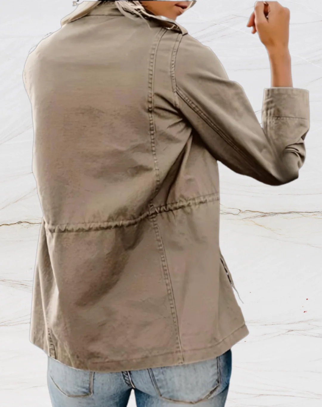 Veste utilitaire femme – Coupe régulière – Coton – Fermeture zippée et boutonnée – 4 poches