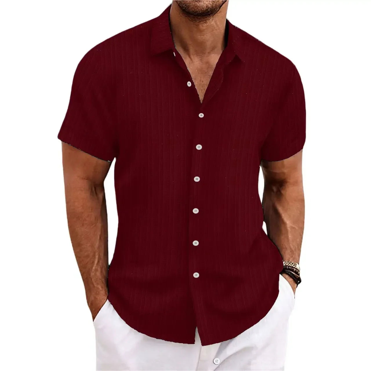 Chemise homme – Coupe décontractée – Manches courtes – Texture Jacquard