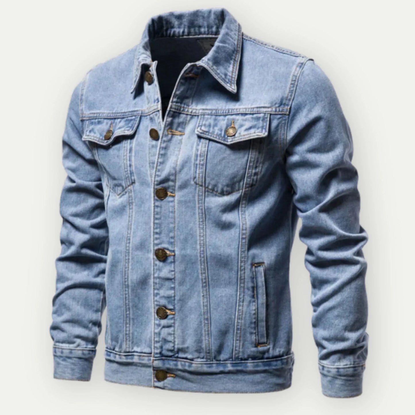 Veste trucker homme – Coupe ajustée – Denim – Boutonnage frontal – Poches utilitaires