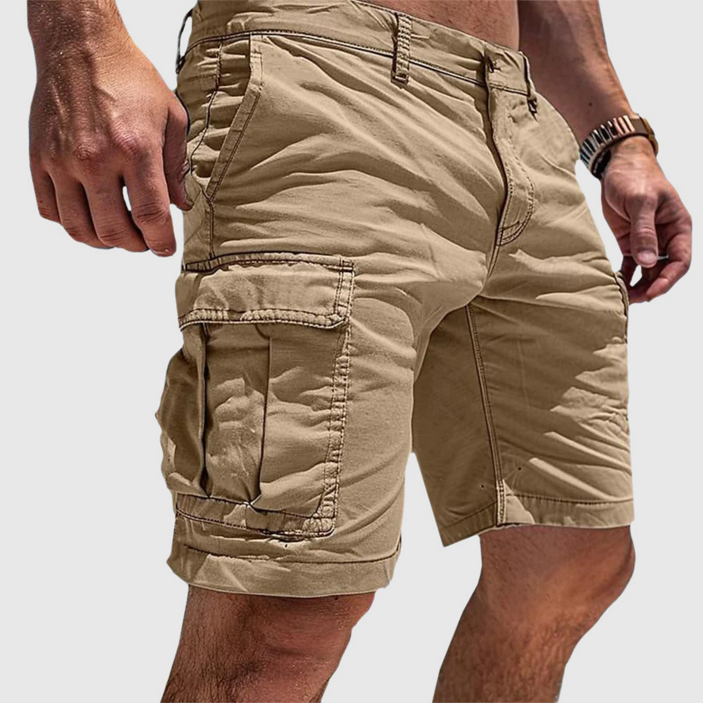 Short cargo homme – Coupe décontractée – Coton – Poches latérales fonctionnelles