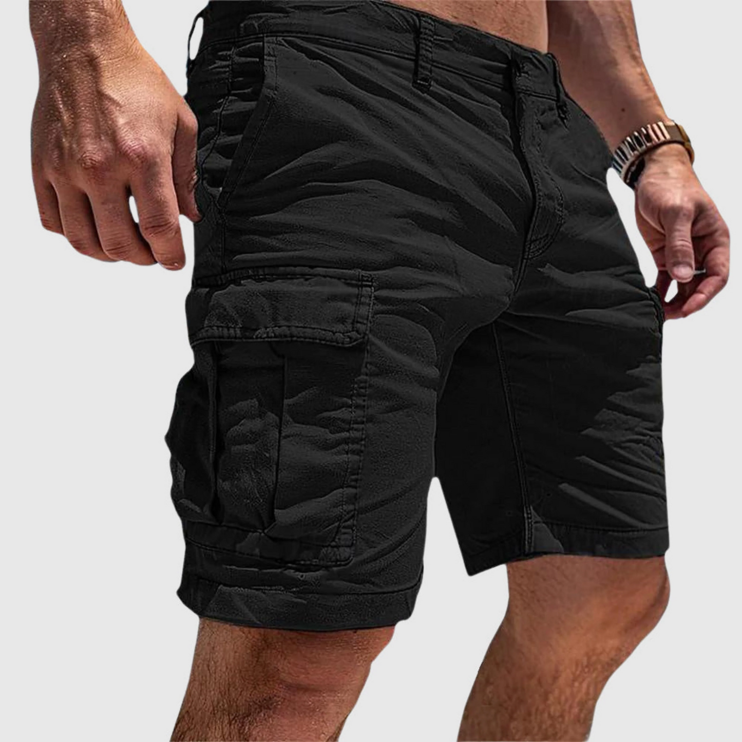 Short cargo homme – Coupe décontractée – Coton – Poches latérales fonctionnelles
