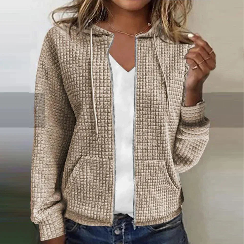 Veste femme – Coupe décontractée – Capuche – Fermeture zippée