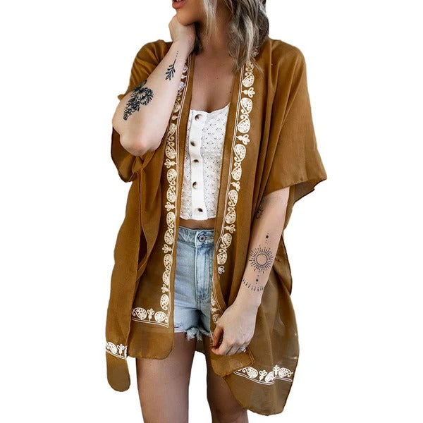 Kimono Femme – Coupe Décontractée – Finition Brodée