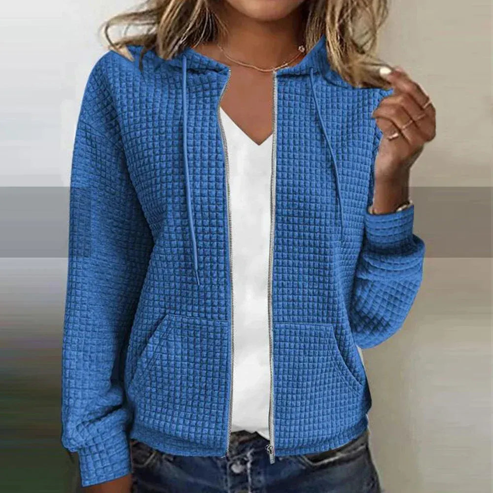 Veste femme – Coupe décontractée – Capuche – Fermeture zippée