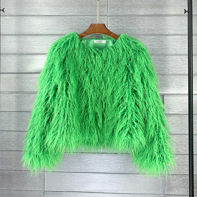 Veste femme courte – Coupe oversize – Effet fourrure – Texture duveteuse