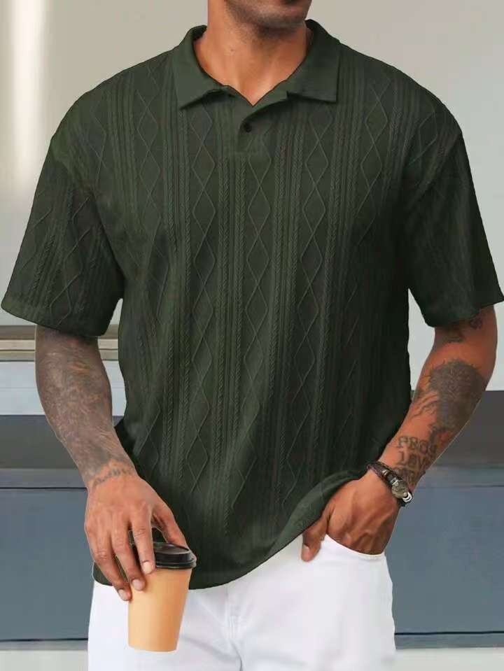 Polo homme – Coupe décontractée – Coton – Maille texturée – Manches courtes