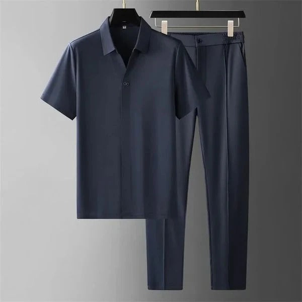 Ensemble Homme – Coupe Slim – Chemise Manches Courtes Col Classique – Pantalon Tailleur
