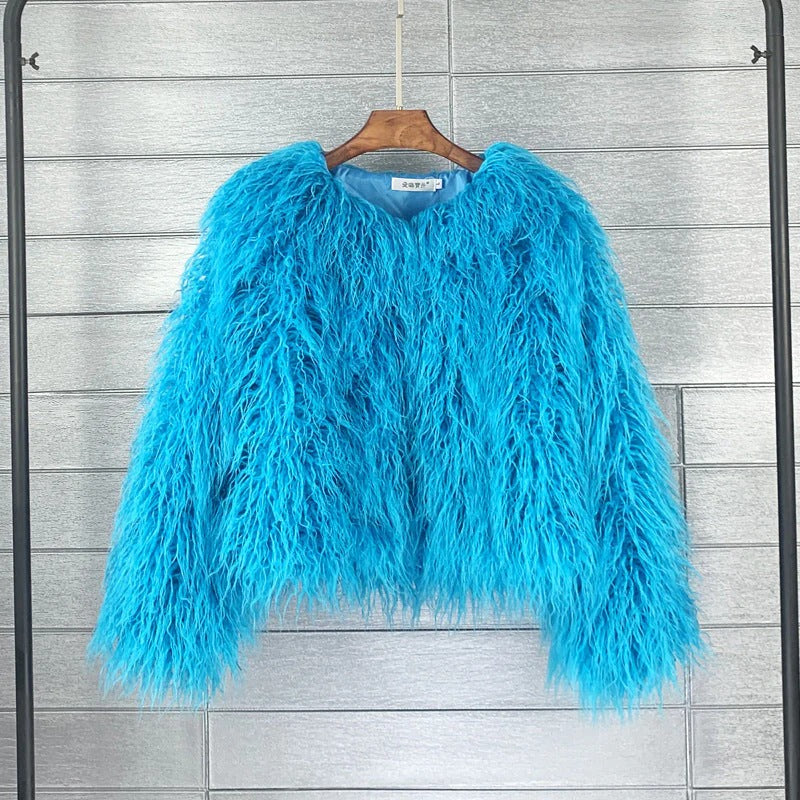 Veste femme courte – Coupe oversize – Effet fourrure – Texture duveteuse