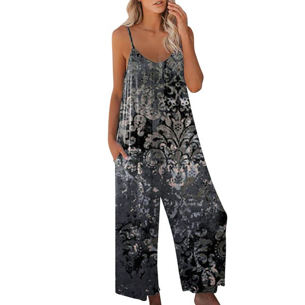 Combinaison femme – Coupe ample – Bretelles fines – Jambes larges – Tissu coton – Style décontracté