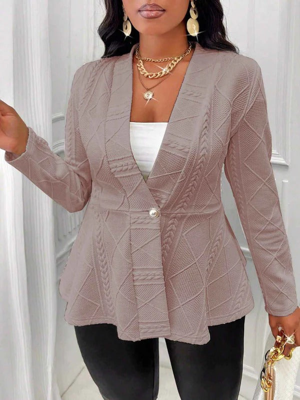 Veste blazer femme – Coupe cintrée – Tissage texturé – Fermeture un bouton – Tenue formelle