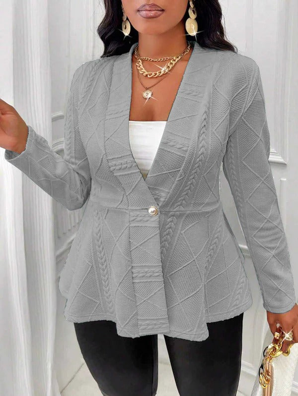 Veste blazer femme – Coupe cintrée – Tissage texturé – Fermeture un bouton – Tenue formelle