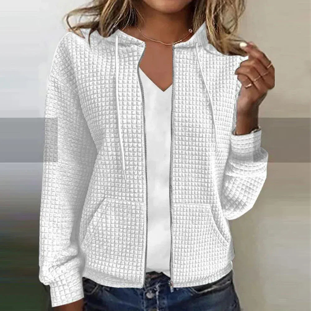 Veste femme – Coupe décontractée – Capuche – Fermeture zippée